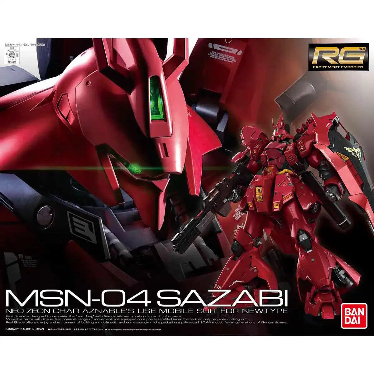 Bandai Rg 1/144 Msn-04 Sazabi Plastic Model Kit Gundam Cca