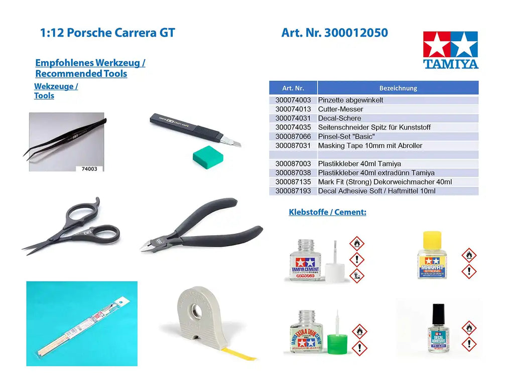 Tamiya 1/12 Porsche Carrera Gt Japanese Porsche Car Model Plastic Scale Cars