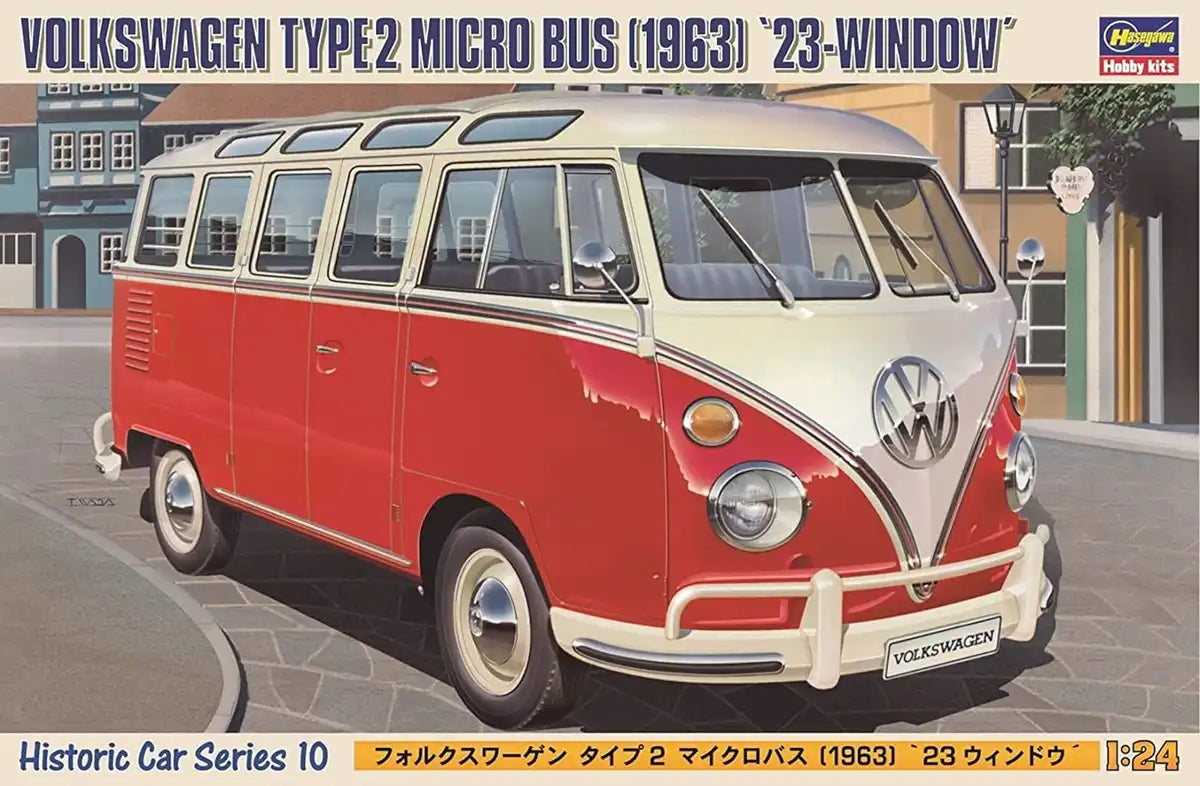HASEGAWA 1/24 Volkswagen Type 2 Micro Bus 1963 '23-Window' Plastic Model