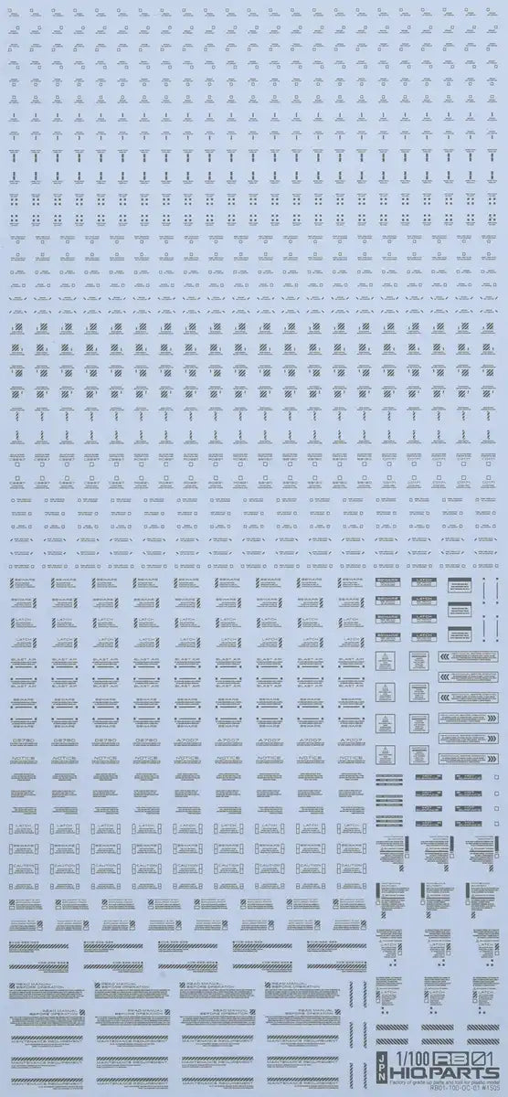 HIQPARTS 1/100 Rb01 Caution Mark Decal Gray
