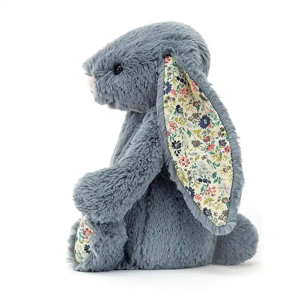 Jelly Cat Blossom Bunny Plush in Dusky Blue Floral 31cm Medium Size
