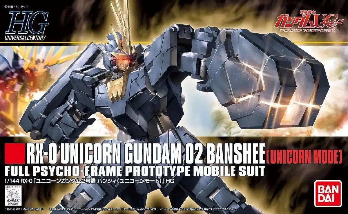 Bandai Hguc 1/144 Rx-0 Unicorn Gundam 02 Banshee Unicorn Mode Plastic Model Kit