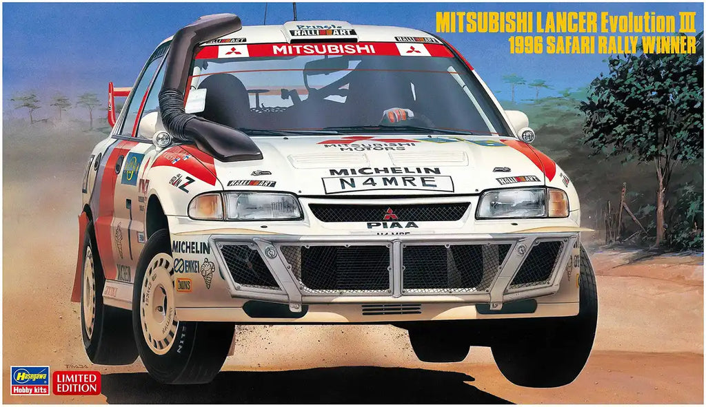 Hasegawa 20365 Mitsubishi Lancer Evolution III 1996 Safari Rally Winner 1/24 Plastic Cars