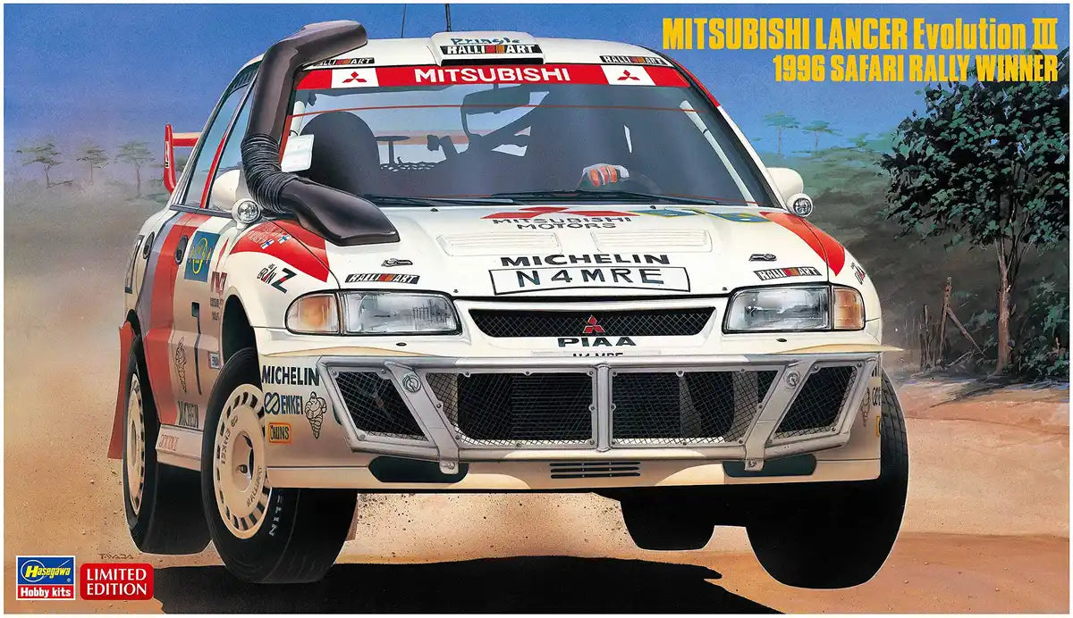 Hasegawa 20365 Mitsubishi Lancer Evolution III 1996 Safari Rally Winner 1/24 Plastic Cars