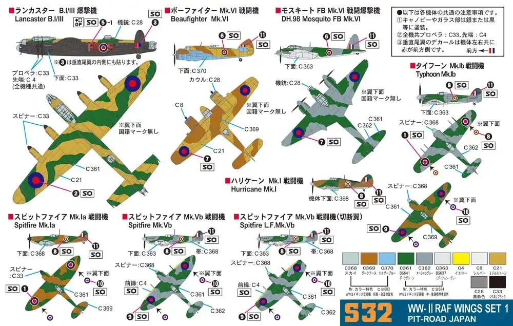 Pit-Road 1/700 World War Ii Royal Air Force Set 1