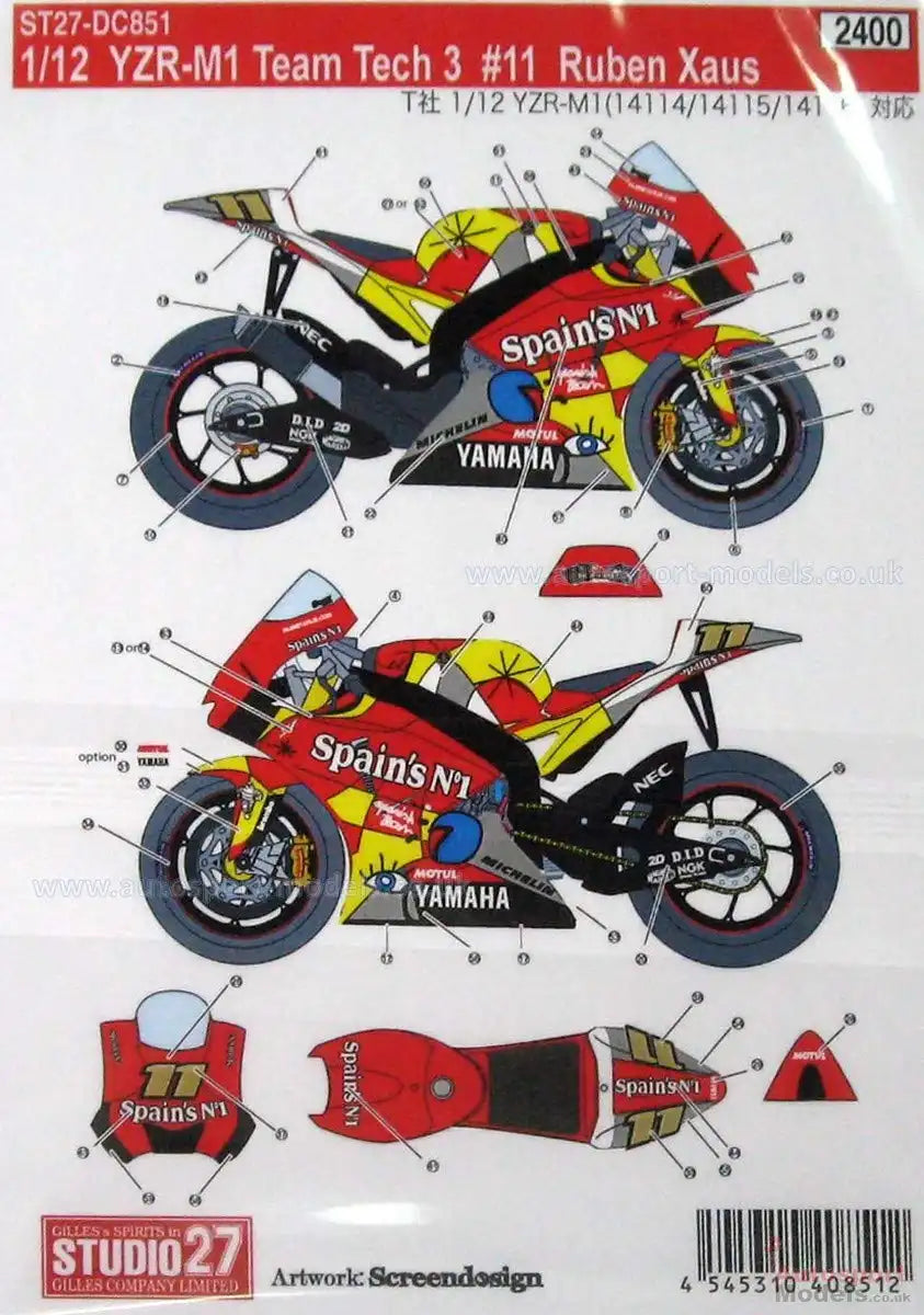 Studio27 1/12 Yamaha Yzr-M1 Tech3 #5 2005 Japanese Yamaha Motorbike Model Decal