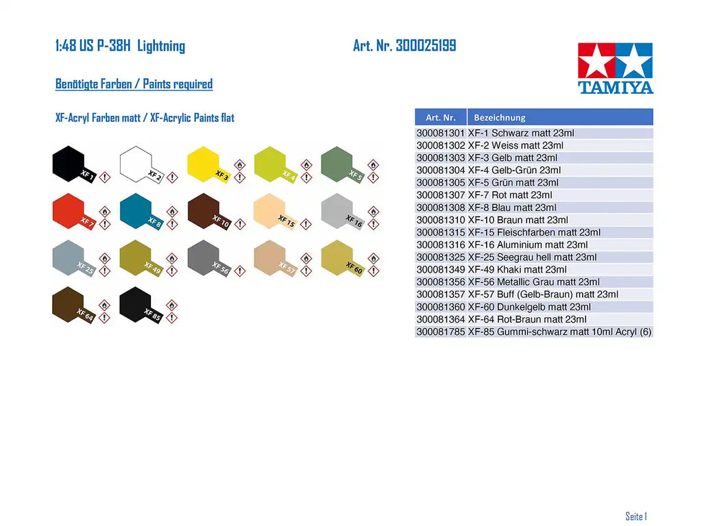 TAMIYA 1/48 Lockheed P-38H Lighting Plastic Model