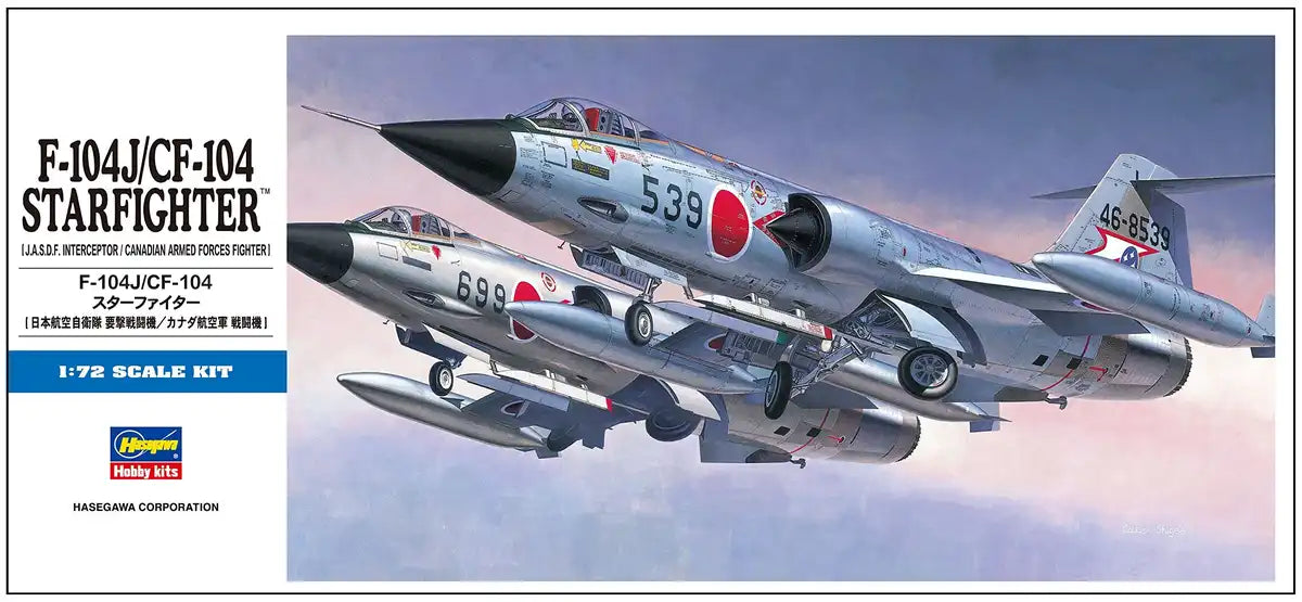 HASEGAWA 1/72 F-104J/Cf-104 Starfighter J.A.S.D.F Interceptor / Canadian Armed Forces Fighter Plastic Model