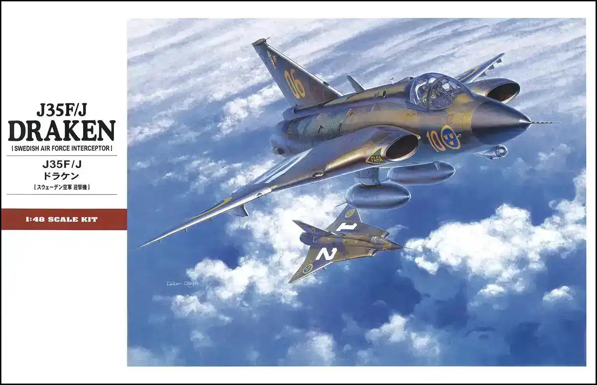 HASEGAWA 1/48 J35F/J Draken Swedish Air Force Interceptor Plastic Model