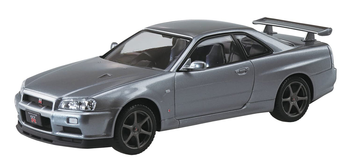 AOSHIMA The Snap Kit No.11-E 1/32 Nissan R34 Skyline Gt-R Nur Sparkling Silver Plastic Model