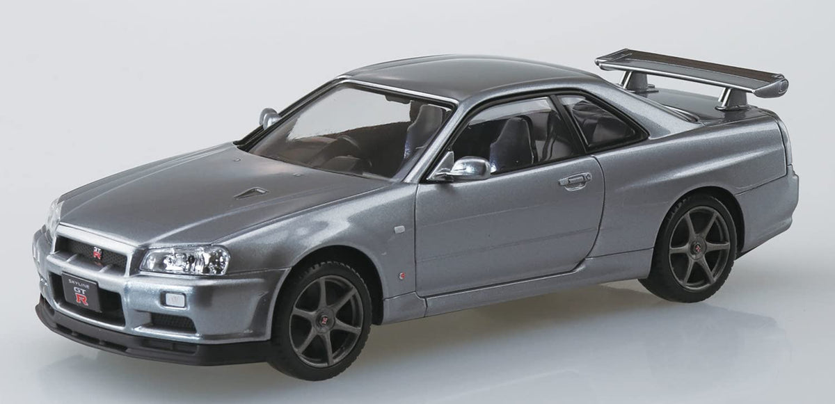 AOSHIMA The Snap Kit No.11-E 1/32 Nissan R34 Skyline Gt-R Nur Sparkling Silver Plastic Model