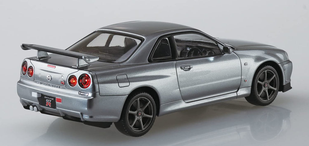 AOSHIMA The Snap Kit No.11-E 1/32 Nissan R34 Skyline Gt-R Nur Sparkling Silver Plastic Model