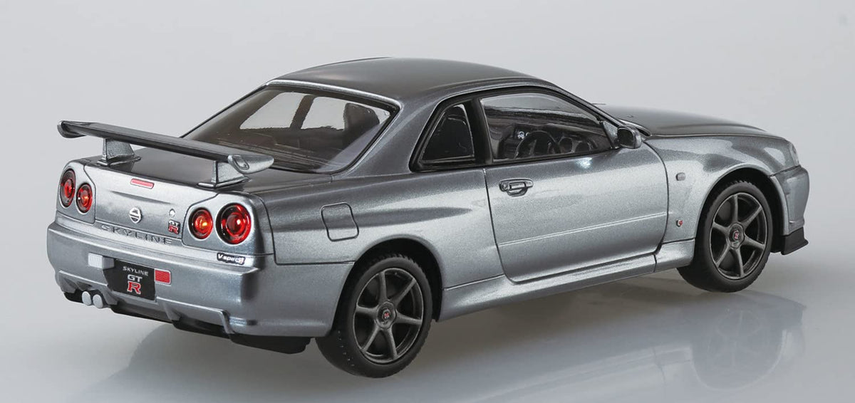 AOSHIMA The Snap Kit No.11-E 1/32 Nissan R34 Skyline Gt-R Nur Sparkling Silver Plastic Model