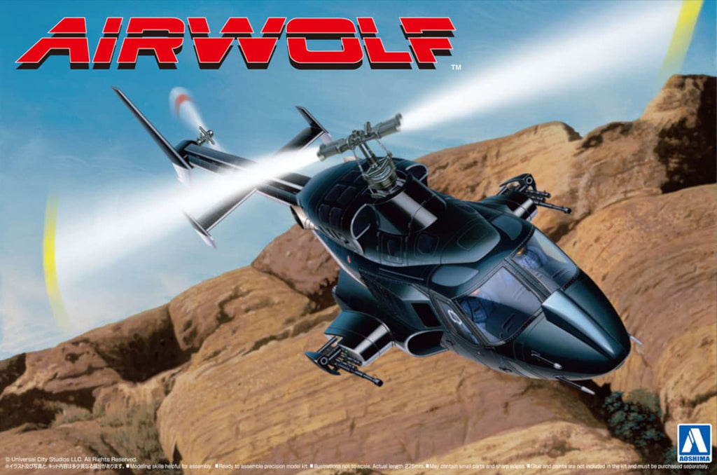 Aoshima Bunka Kyozai Movie Mecha Series Aw-01 Airwolf With Clear Body 1/24 Scale Plastic Model