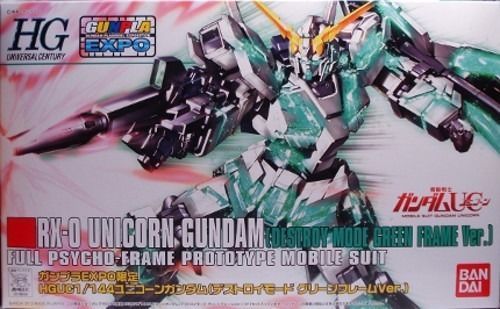 Bandai Hguc 1/144 Rx-0 Unicorn Gundam Destroy Mode Green Frame Ver Model Kit