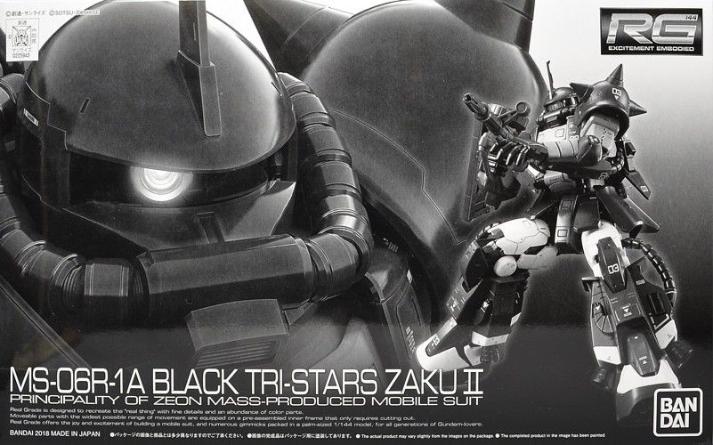 Bandai Rg 1/144 Ms-06r-1a Black Tri-stars Zaku Ii Model Kit Gundam Msv