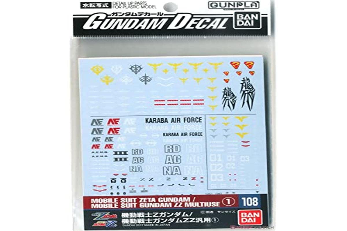 BANDAI Gundam Decal No.108 For 1/100 & 1/144 Z & Zz Gundam Series 1 196075