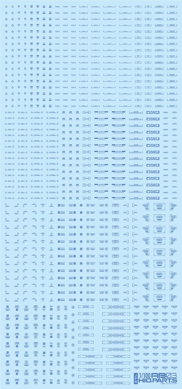 HIQPARTS 1/100 Rb03 Dashboard Decals One Color Blue