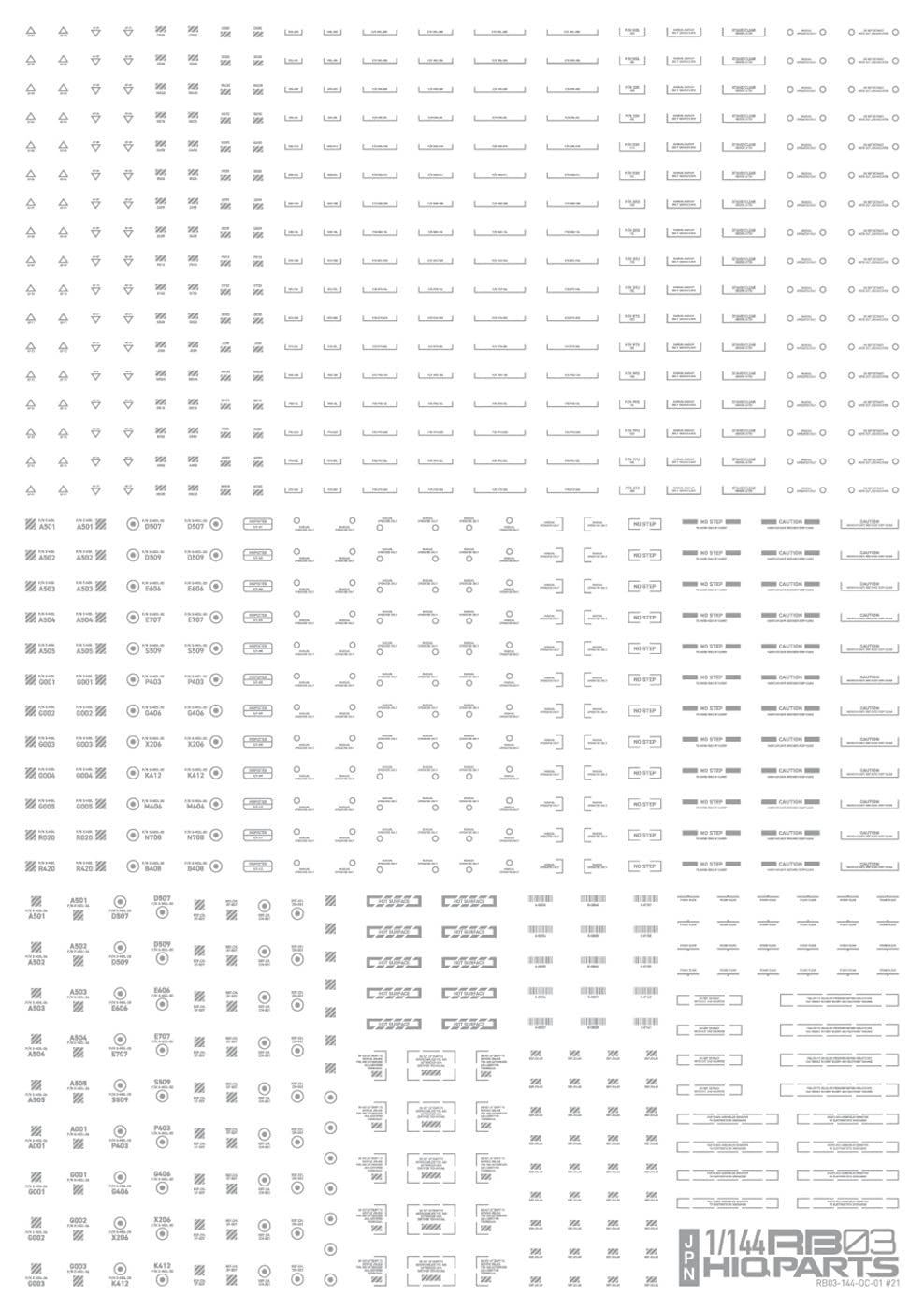 HIQPARTS 1/144 Rb03 Caution Mark Decal One Color Light Grey