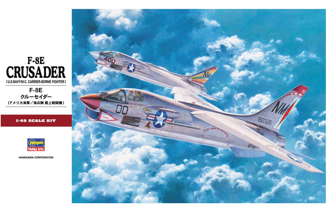 HASEGAWA 1/48 F-8E Crusader U.S. Navy/M.C. Carrier-Borne Fighter Plastic Model