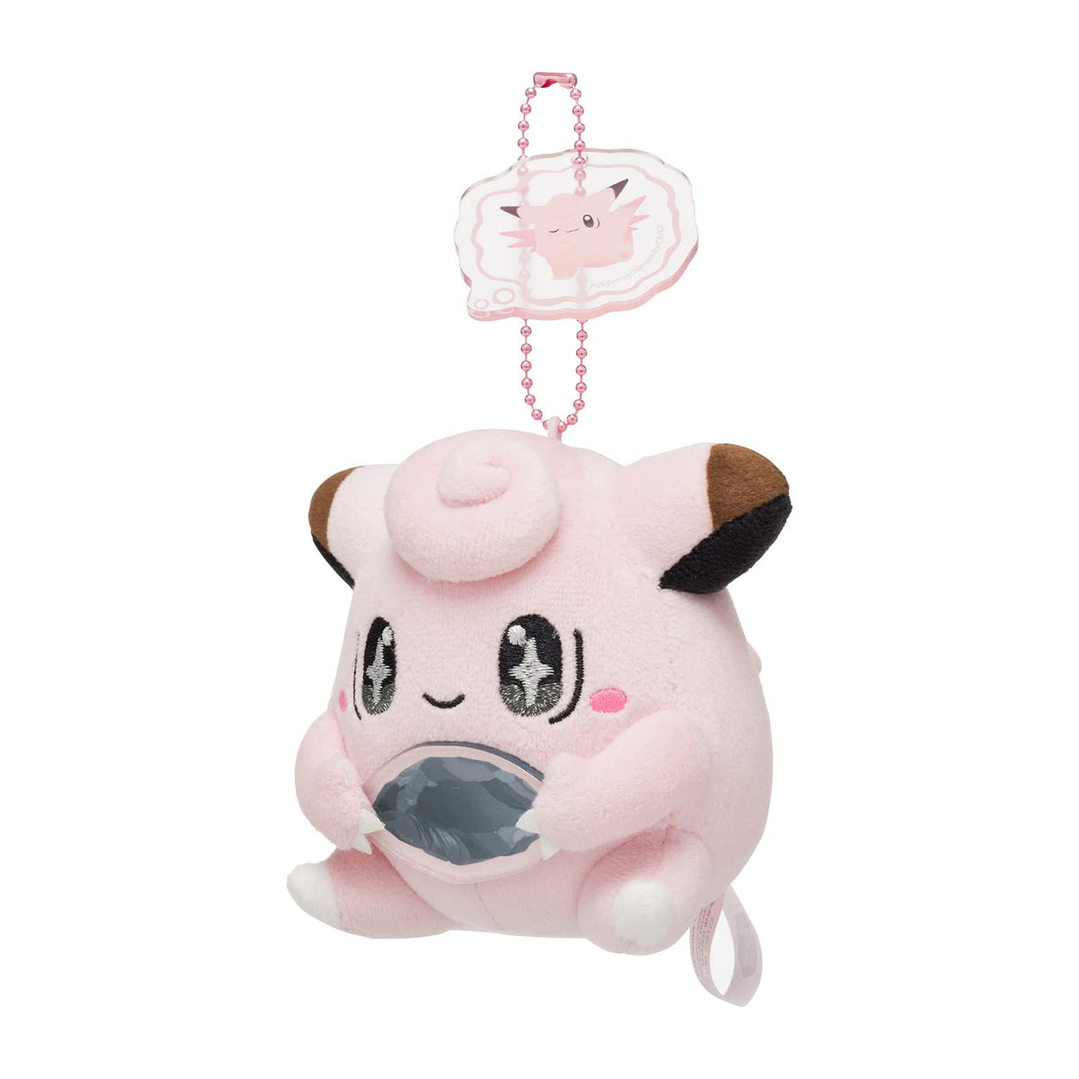 POKEMON CENTER ORIGINAL Plush Mascot Keychain Shinka No Ishi Clefairy & Moon Stone Clefable