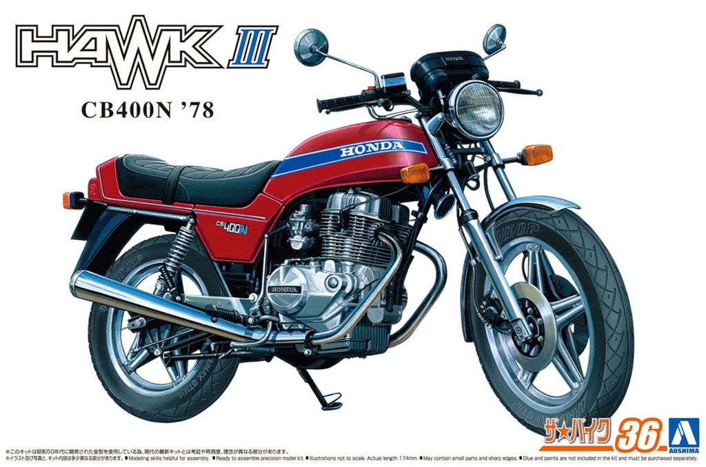 AOSHIMA - Bike No.36 1/12 Honda Cb400N Hawk-Iii '78 Plastic Model