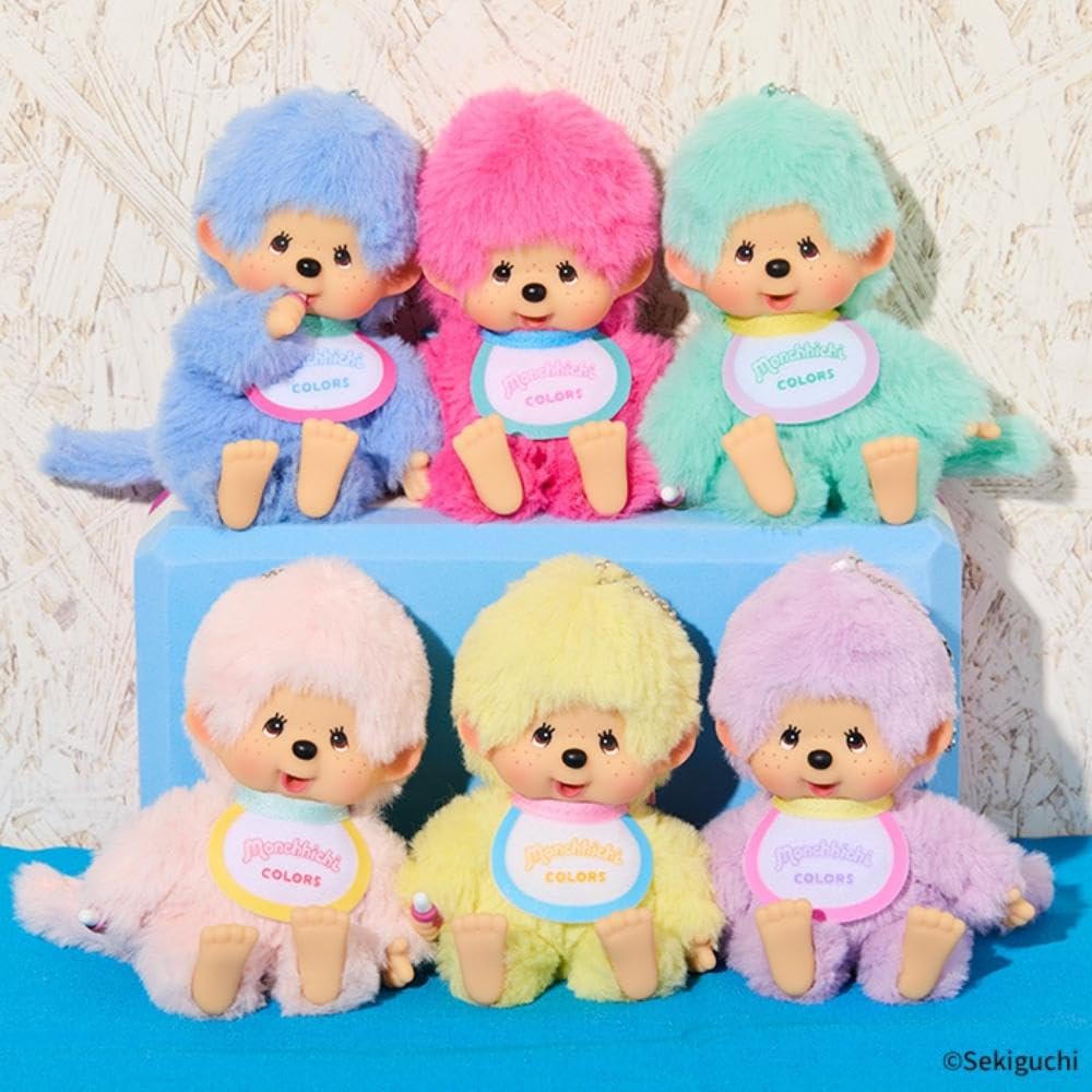Sekiguchi Monchichi Mint Green Plush Keychain - Soft & Colorful Accessory