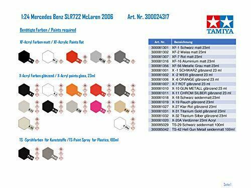 Tamiya 1/24 Mercedes-benz Slr Mclaren 722 Edition Plastic Model Kit