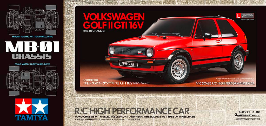 Tamiya Electric RC Car 1/10 Scale Volkswagen Golf II GTI 16V Model 58748