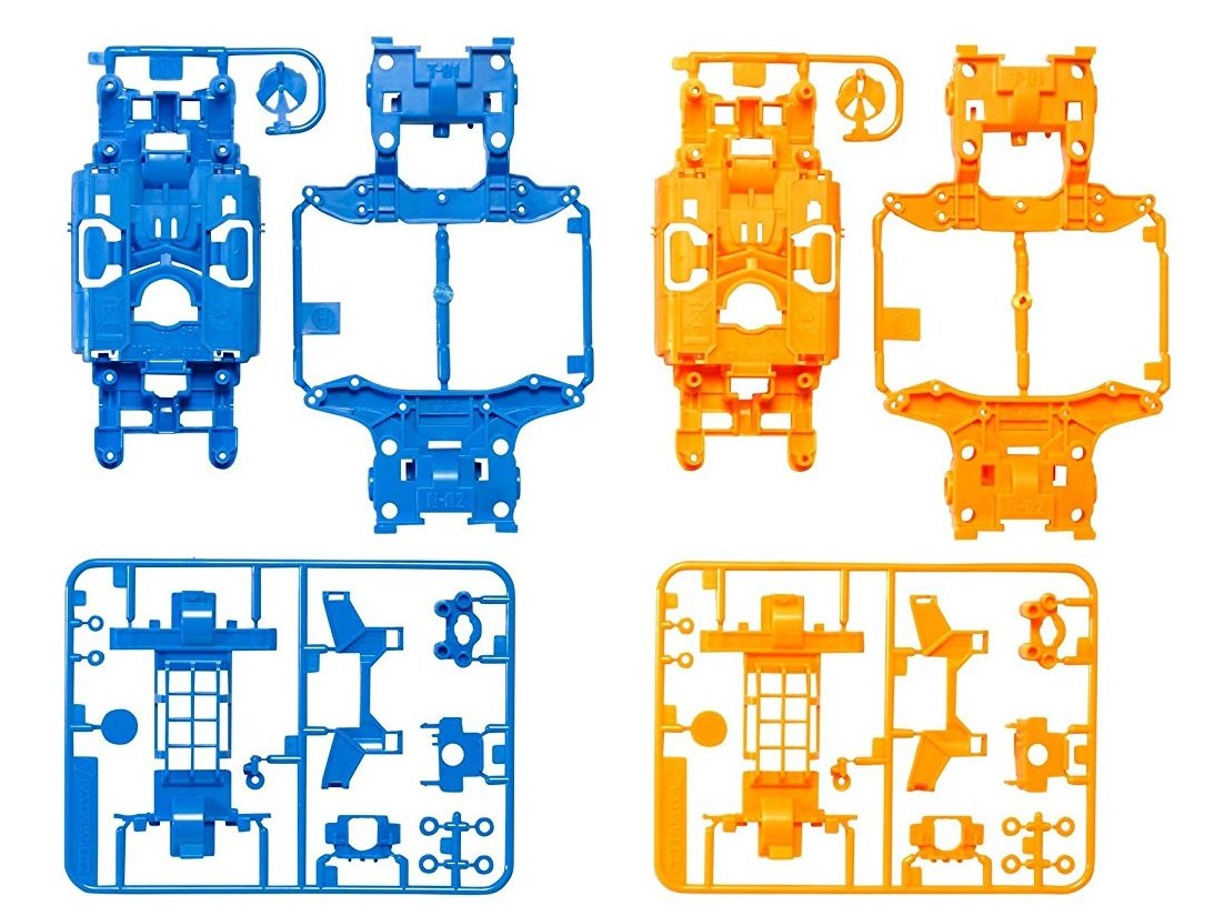 TAMIYA 95386 Mini 4Wd Ms Chassis Set Light Blue/Orange
