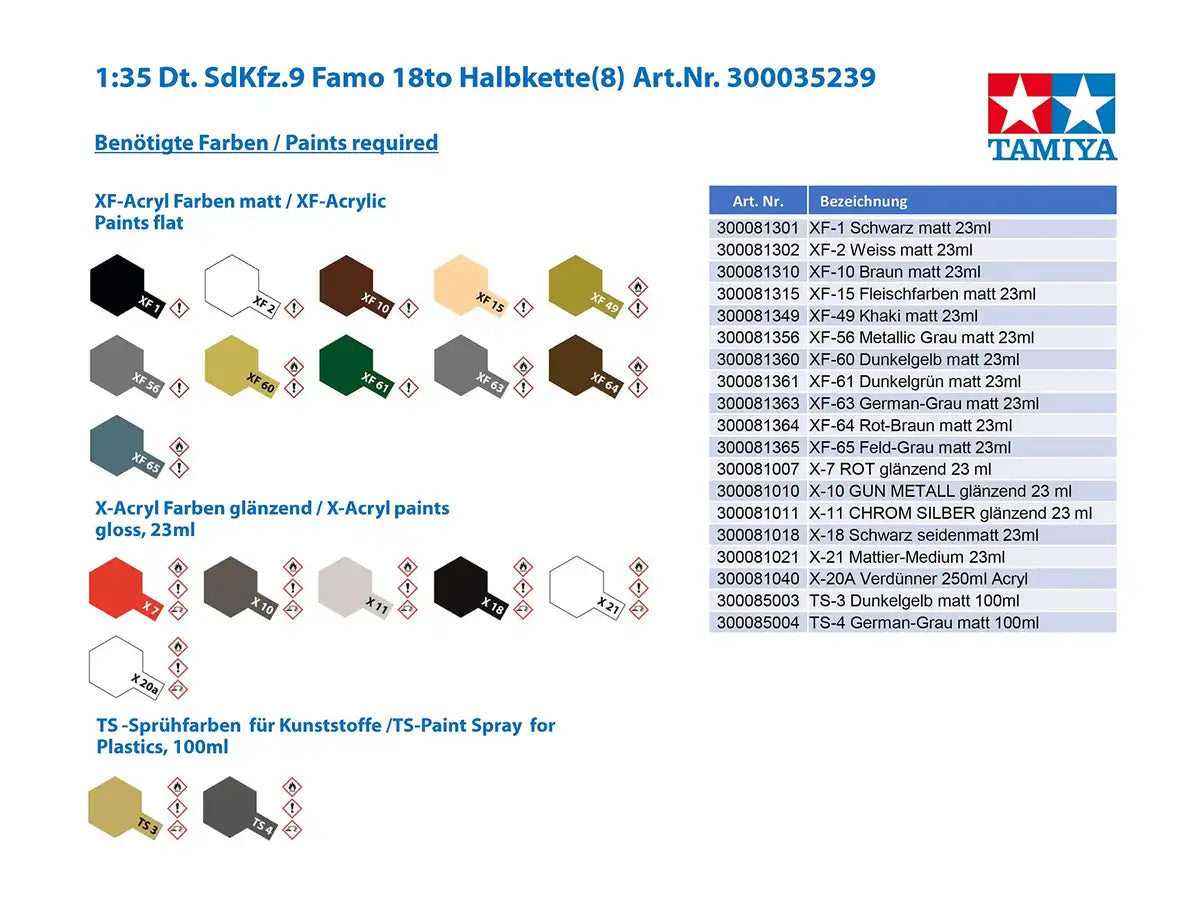 TAMIYA 35239 German 18Ton Heavy Half-Track Famo 1/35 Scale Kit