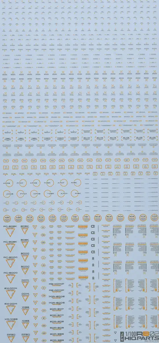 HIQPARTS 1/100 Gray & Orange Rb02 Caution Decal