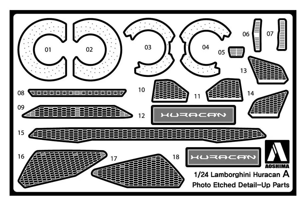 AOSHIMA 17081 Lamborghini Huracan Detail Up Parts Set 1/24 Scale