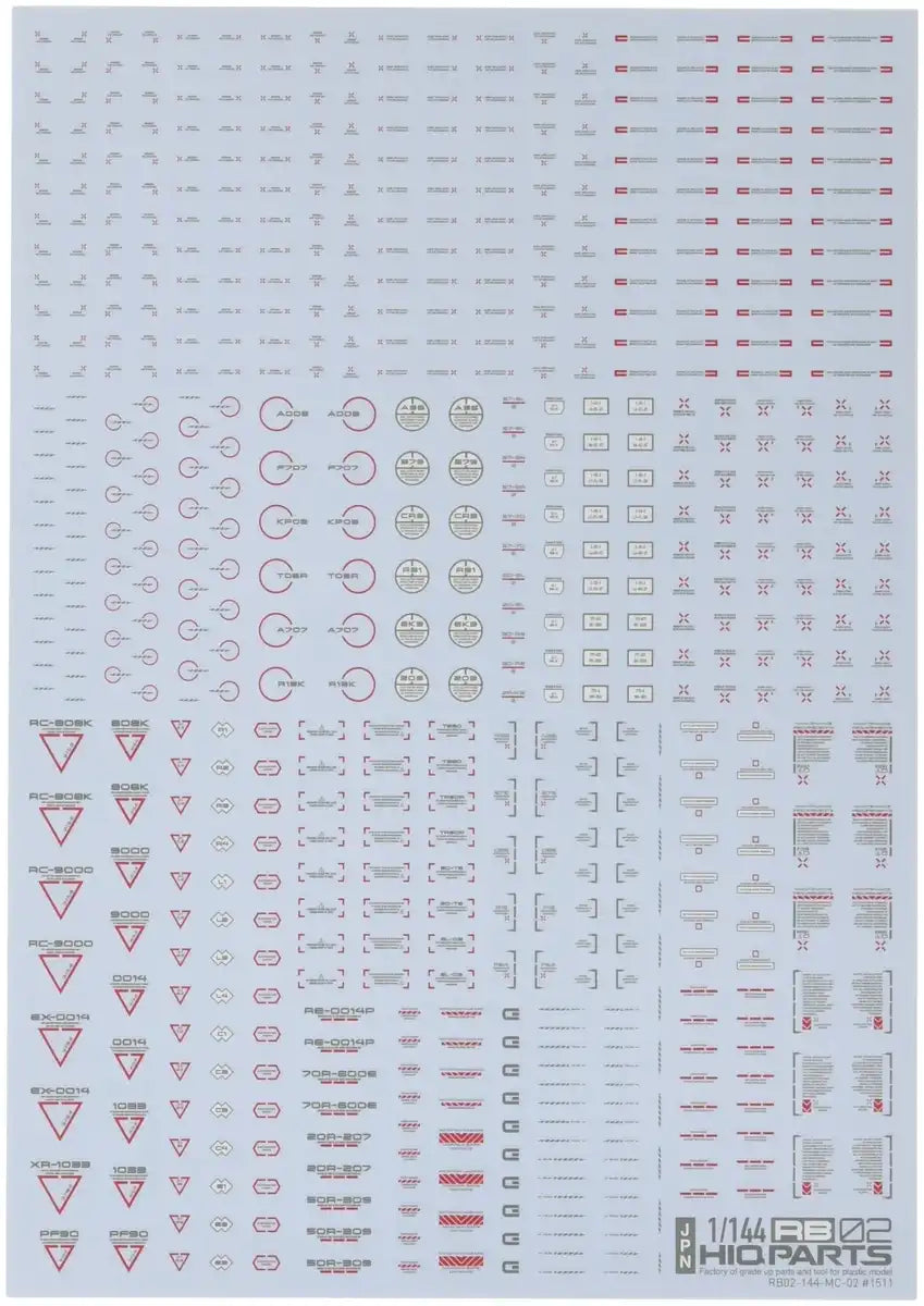 HIQPARTS 1/144 Rb02 Caution Decal Red & Gray