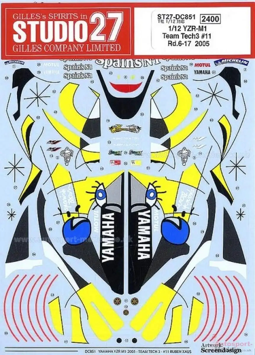 Studio27 1/12 Yamaha Yzr-M1 Tech3 #5 2005 Japanese Yamaha Motorbike Model Decal
