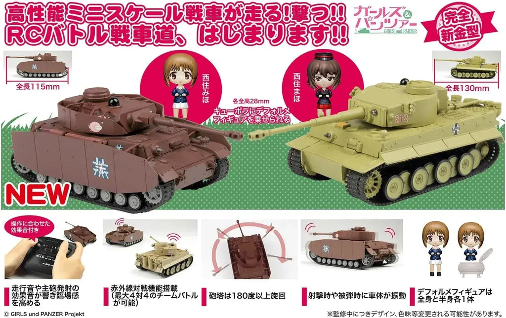 Platz 164 RC Tiger I Kuromorimine Electric Battle Tank 1/64 Scale